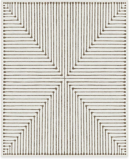 RUGGABLE x Jonathan Adler Machine Washable Modern Area Rug – Inkdrop Camel & Ivory 8x10, Stain-Resistant, Non-Slip – Large Rugs for Living Room, Bedroom, Hallway, Entryway & Office–with Standard Pad
