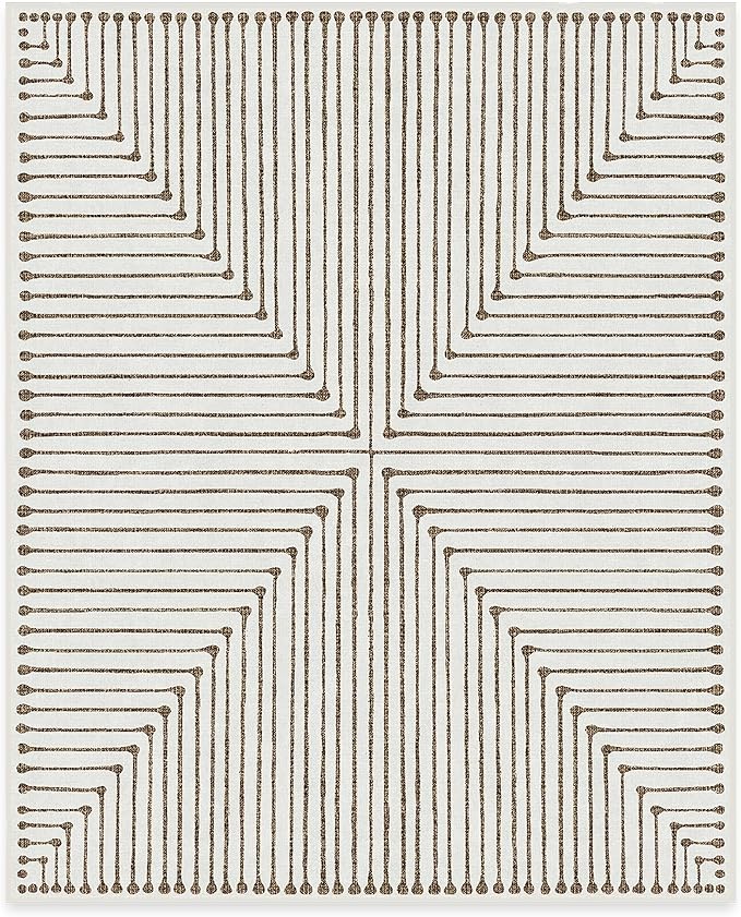 RUGGABLE x Jonathan Adler Machine Washable Modern Area Rug – Inkdrop Camel & Ivory 8x10, Stain-Resistant, Non-Slip – Large Rugs for Living Room, Bedroom, Hallway, Entryway & Office–with Cushioned Pad