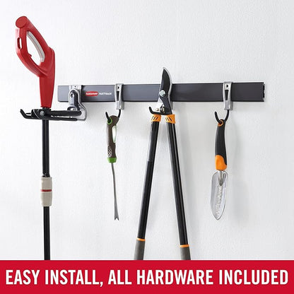 Rubbermaid FastTrack Garage Storage Utility Hooks 5 Piece Black All in One Rail Hook Kit and Tool Organizer Heavy Duty for Home/Garage/Shed/Garden