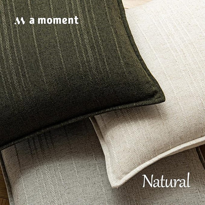 a moment Christmas Linen Pillow Covers Set of 2,Boho Farmhouse Throw Pillowcases Neutral Textured Decorative Covers for Couch Sofa,Soft Linen Blend Accent Case Cushion Home Decor 22"x22"Dark Green