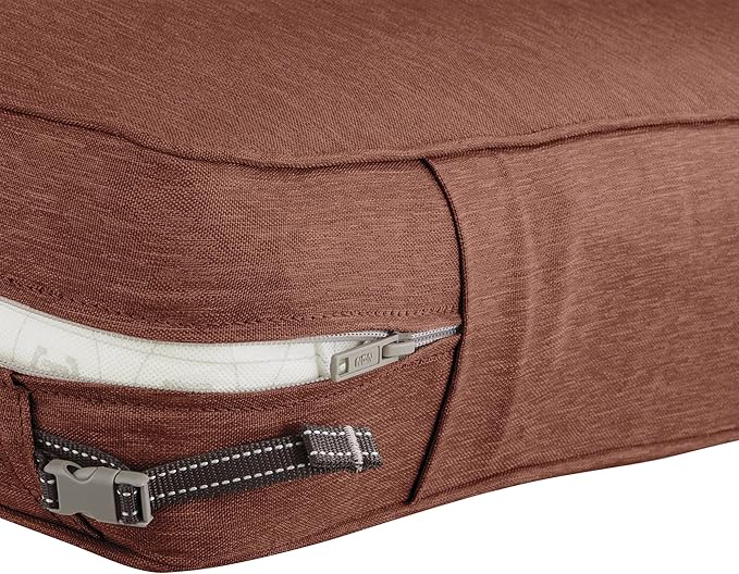 Classic Accessories Montlake Water-Resistant 25 x 25 x 5 Inch Square Outdoor Seat Cushion, Patio Furniture Chair Cushion, Heather Henna Red, Outdoor Cushion Cover