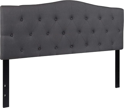 BizChair Arched Button Tufted Upholstered Queen Size Headboard in Dark Gray Fabric