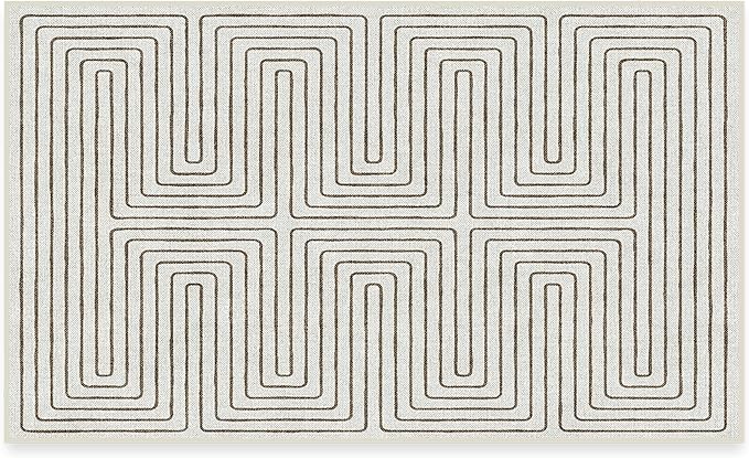 RUGGABLE x Jonathan Adler Machine Washable Modern Area Rug – Labyrinth Camel/Ivory 3x5, Stain-Resistant, Non-Slip – Small Rugs for Living Room, Bedroom, Hallway, Entryway & Office–with Standard Pad