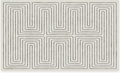 RUGGABLE x Jonathan Adler Machine Washable Modern Area Rug – Labyrinth Camel/Ivory 3x5, Stain-Resistant, Non-Slip – Small Rugs for Living Room, Bedroom, Hallway, Entryway & Office–with Cushioned Pad