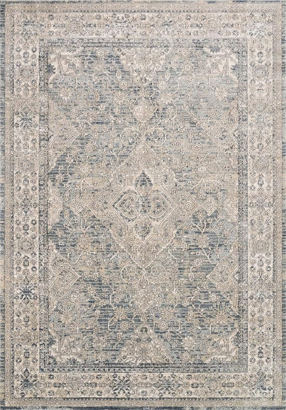 Loloi Teagan Collection TEA-04 Sky/Natural 6'-7" x 9'-2" Area Rug, Large, Soft Neutral Rug, High-Traffic for Living Room, Bedroom, Home Office, Dining Area