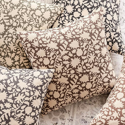Foindtower Set of 2 Decorative Neutral Floral Throw Pillow Covers Accent Farmhouse Cushion Covers Boho Vintage Pillowcase for Couch Sofa Bedroom Living Room Home Decor,22×22 Inch,Brown