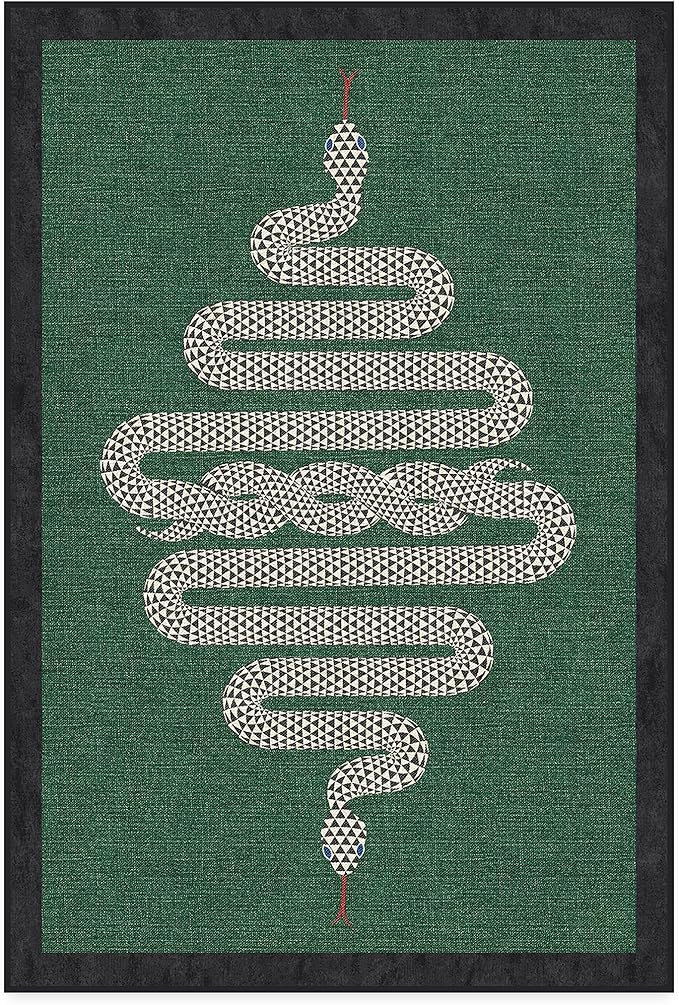 RUGGABLE x Jonathan Adler Washable Modern Area Rug – Venom Emerald 4x6, Stain-Resistant, Non-Slip – Medium Machine Washable Rugs for Living Room, Bedroom, Hallway, Entryway & Office–with Standard Pad