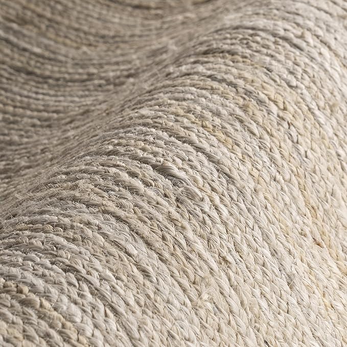 nuLOOM 3 Round Rigo Jute Hand Woven Area Rug, Off White, Solid Farmhouse Design, Natural Fiber, For Bedroom, Living Room, Dining Room, Hallway, Office, Kitchen, Entryway
