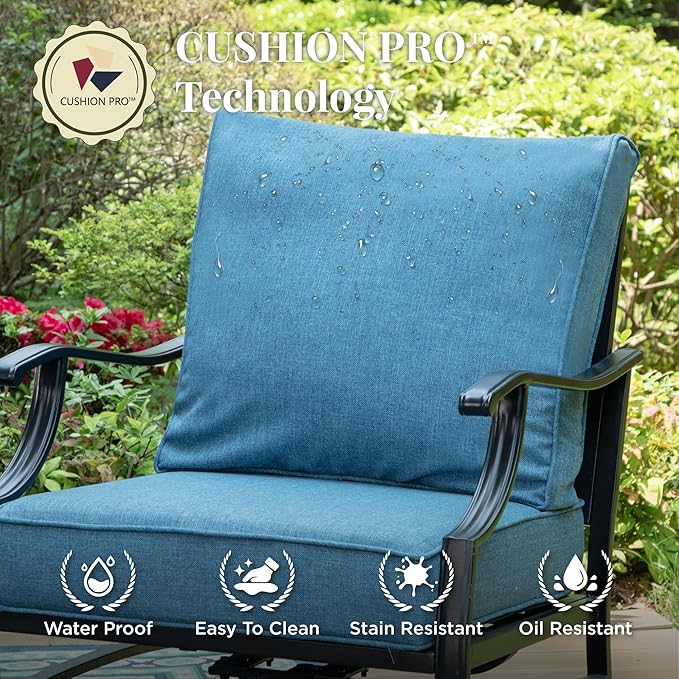 Patio Furniture Set 7 pcs, Outdoor Patio Furniture, 3-Seat Sofa, 4 Single Chairs, 2 Ottomans and 5.75" Extra Thick Cushion, Conversation Set for Backyard Deck,Navy Blue