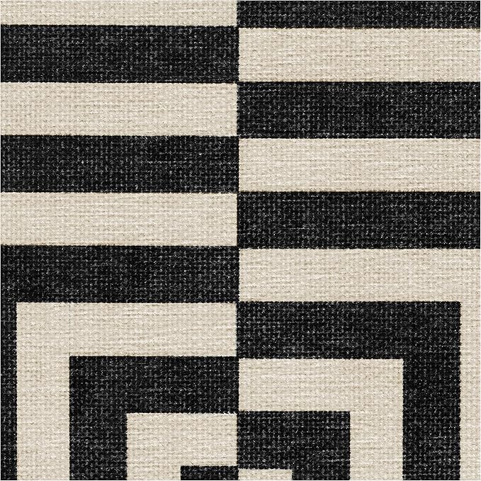 RUGGABLE x Jonathan Adler Machine Washable Modern Area Rug – Op Art Charcoal 5x7, Stain-Resistant, Non-Slip – Medium Rugs for Living Room, Bedroom, Hallway, Entryway & Office–with Standard Pad