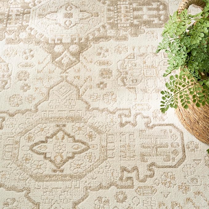 Nourison Home Pardis Ivory Beige 7'10" x 9'10" Area Rug - Easy Clean, Non Shedding, Bed Room, Living Room, Dining Room, Kitchen (8' x 10')