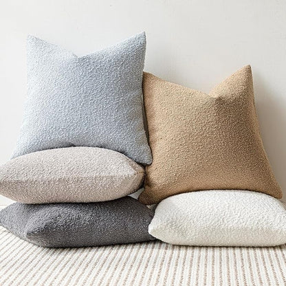 Foindtower Set of 2, Decorative Textured Boucle Throw Pillow Covers Accent Solid Pillow Cases Neutral Soft Cozy Couch Cushion Case for Chair Sofa Bedroom Living Room Home Decor 24 x 24 Inch Light Blue