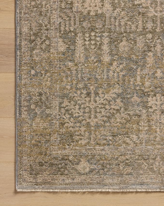 Loloi Magnolia Home by Joanna Gaines Junie Collection JUE-02 Moss/Natural 9'-6" x 9'-6", .38" Pile Height, Round Area Rug