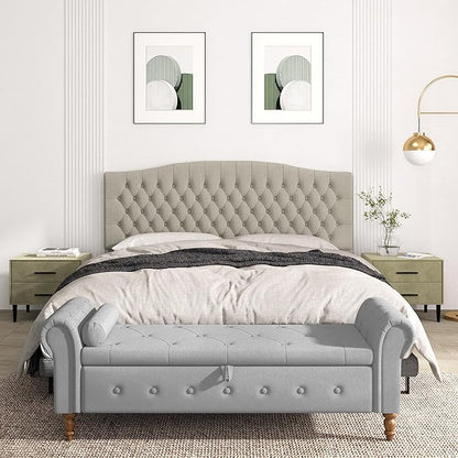 King Headboard Only, Upholstered Headboard King for Adjustable Bed Linen Tufted Calking Size Wall Mounted Head Board with Solid Wood Legs Head Board, Linen