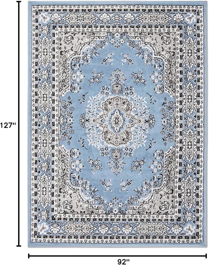 Home Dynamix Premium Sakarya Traditional Medallion Border Area Rug, Blue, 7'8"x10'7" Rectangle