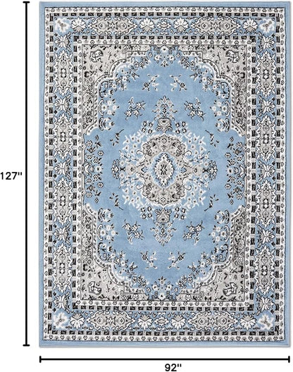Home Dynamix Premium Sakarya Traditional Medallion Border Area Rug, Blue, 7'8"x10'7" Rectangle