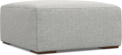 SIMPLIHOME Rex Modular Sofa and Ottoman Set in 100% Recycled Polyester Tightly Woven Performance Fabric, Pale Grey, 122-inch-wide 3-Seater Couch and Matching 34-inch-wide Ottoman for Living Room