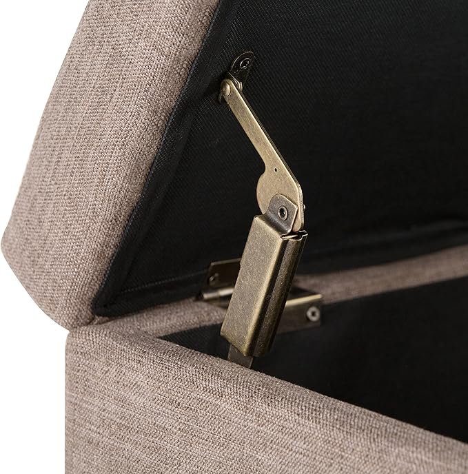SIMPLIHOME Avalon 48 inch Wide Contemporary Rectangle Storage Ottoman Bench in Fawn Brown Linen Look Fabric, Assembled, for the Living Room, Entryway and Family Room
