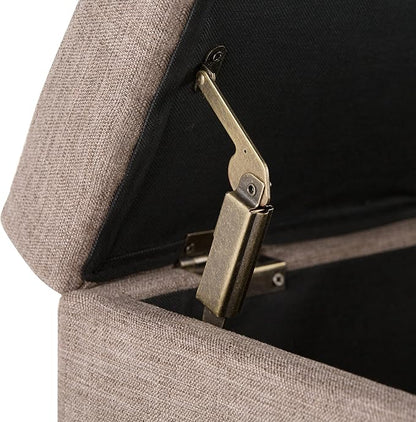 SIMPLIHOME Avalon 48 inch Wide Contemporary Rectangle Storage Ottoman Bench in Fawn Brown Linen Look Fabric, Assembled, for the Living Room, Entryway and Family Room