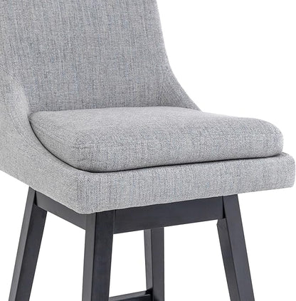 Bar Stools Set of 4, 26 Inch Upholstered Barstools with 14.2" High Back and Footrest, Swivel Counter Height Barstools for Kitchen Island Home Bar Performance Fabric Gray