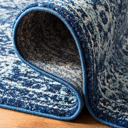 SAFAVIEH Evoke Collection 2'2" x 11' Navy/Ivory EVK256A Oriental Distressed Non-Shedding Living Room Bedroom Runner Rug