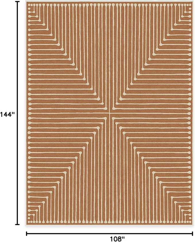 RUGGABLE x Jonathan Adler Machine Washable Modern Area Rug – Inkdrop Copper 9x12, Stain-Resistant, Non-Slip – Large Rugs for Living Room, Bedroom, Hallway, Entryway & Office–with Standard Pad