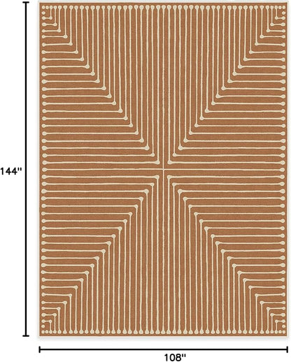 RUGGABLE x Jonathan Adler Machine Washable Modern Area Rug – Inkdrop Copper 9x12, Stain-Resistant, Non-Slip – Large Rugs for Living Room, Bedroom, Hallway, Entryway & Office–with Standard Pad