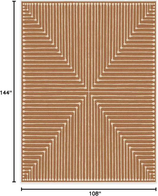 RUGGABLE x Jonathan Adler Machine Washable Modern Area Rug – Inkdrop Copper 9x12, Stain-Resistant, Non-Slip – Large Rugs for Living Room, Bedroom, Hallway, Entryway & Office–with Standard Pad