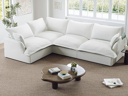 111” Oversized Modular Sectional Sofa, Comfy Down Fill Cloud Couch, L Shaped 4 Seater Couches with Washable Cover, Convertible Sectional Couches for Living Room, Cream White