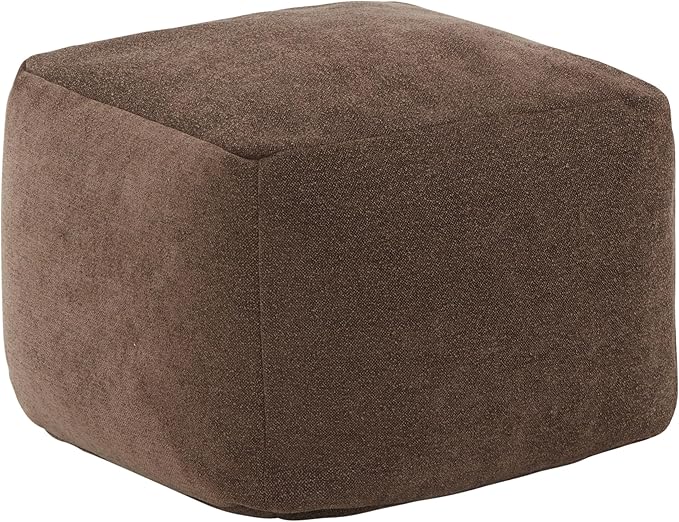 SAFAVIEH Couture Collection Samuels Dark Brown Boucle Pouf Ottoman Foot Rest (Fully Assembled)