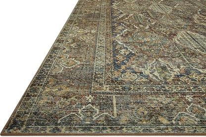 Loloi Magnolia Home by Joanna Gaines Banks Collection BAN-05 Spice/Blue 2'-6" x 12'-0", .13" Pile Height, Machine Washable, Runner Rug