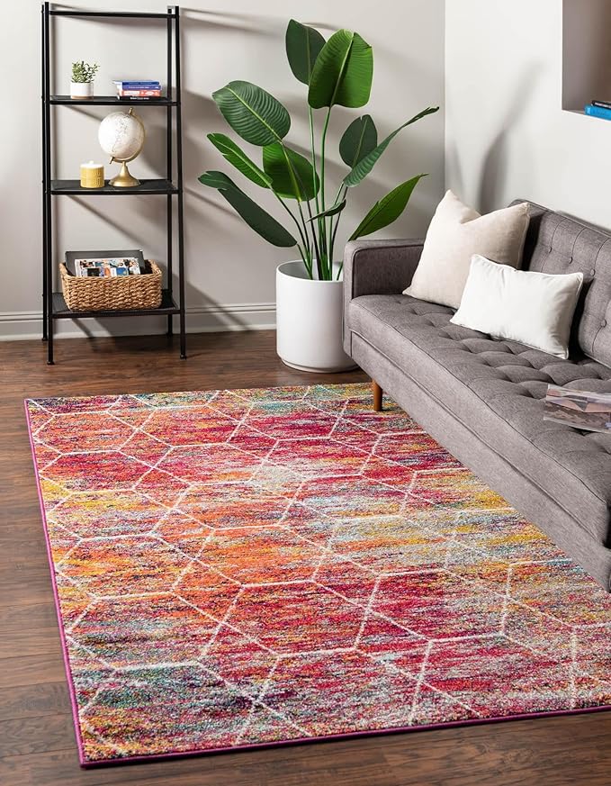 Unique Loom Trellis Frieze Collection Area Rug - Geometric (10' x 13', Multi/ Ivory)