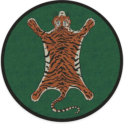 RUGGABLE x Jonathan Adler Machine Washable Modern Area Rug – Tiger Emerald 8 ft Round, Stain-Resistant, Non-Slip – Large Rugs for Living Room, Bedroom, Hallway, Entryway & Office–with Standard Pad