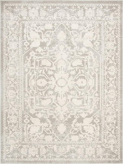 SAFAVIEH Area Rug 9x12 - Reflection Collection - Large - Light Grey & Cream, Non-Shedding & Easy Cleaning, Ideal for Living Room, Bedroom, Dining Space (RFT665C)