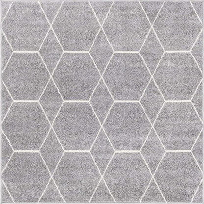 Unique Loom Trellis Frieze Collection Area Rug - Geometric (6' Square, Light Gray/ Ivory)
