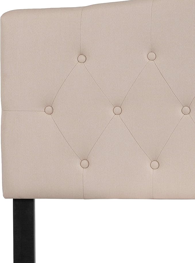 BizChair Tufted Upholstered Full Size Headboard in Beige Fabric