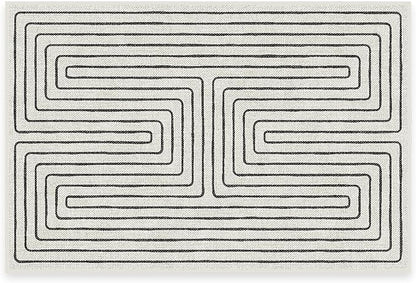 RUGGABLE x Jonathan Adler Machine Washable Modern Area Rug – Labyrinth Black/Ivory 2x3, Stain-Resistant, Non-Slip – Small Rugs for Living Room, Bedroom, Hallway, Entryway & Bathroom–with Standard Pad