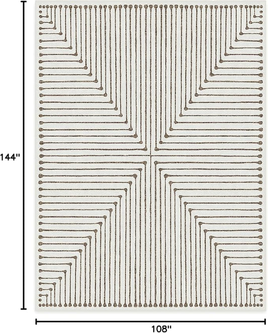 RUGGABLE x Jonathan Adler Machine Washable Modern Area Rug – Inkdrop Camel & Ivory 9x12, Stain-Resistant, Non-Slip – Large Rugs for Living Room, Bedroom, Hallway, Entryway & Office–with Standard Pad