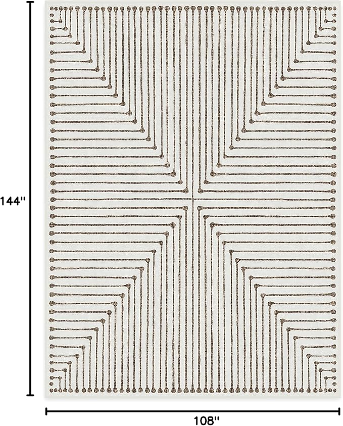RUGGABLE x Jonathan Adler Machine Washable Modern Area Rug – Inkdrop Camel & Ivory 9x12, Stain-Resistant, Non-Slip – Large Rugs for Living Room, Bedroom, Hallway, Entryway & Office–with Cushioned Pad
