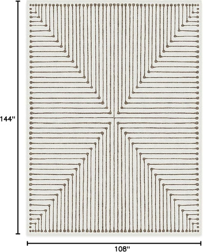 RUGGABLE x Jonathan Adler Machine Washable Modern Area Rug – Inkdrop Camel & Ivory 9x12, Stain-Resistant, Non-Slip – Large Rugs for Living Room, Bedroom, Hallway, Entryway & Office–with Cushioned Pad