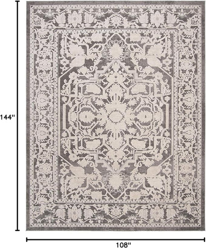 SAFAVIEH Area Rug 9x12 - Reflection Collection - Large - Dark Grey & Cream, Non-Shedding & Easy Cleaning, Ideal for Living Room, Bedroom, Dining Space (RFT665B)