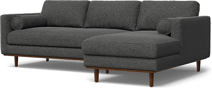 SIMPLIHOME Morrison Right Sectional Sofa in Woven-Blend Recycled Polyester Fabric, Charcoal Grey, 102-inches Wide, L-Shaped Couch with Right Chaise for the Living Room and Family Room