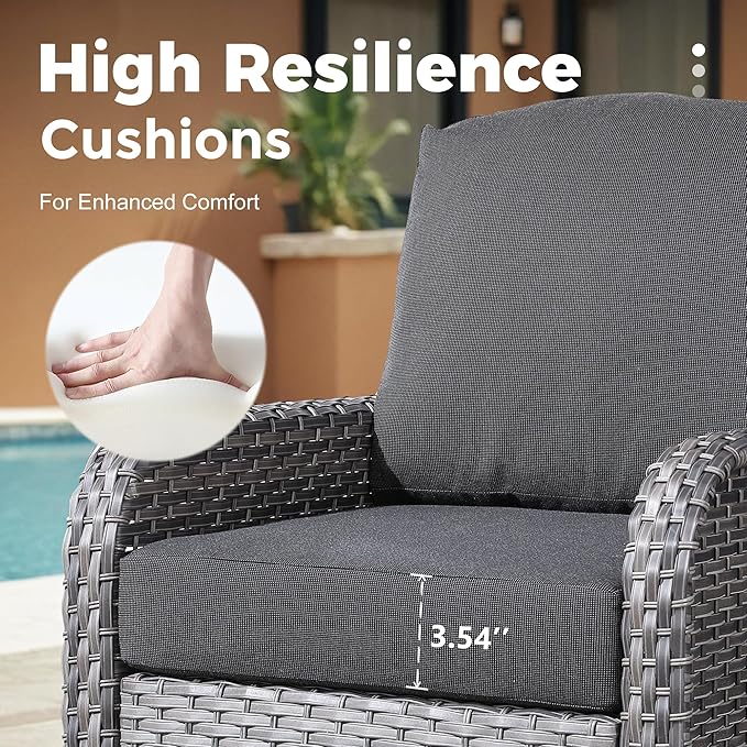4 Pieces Wicker Patio Furniture - All-Weather PE Wicker Outdoor Conversation Bistro Set Loveseat Chairs with Table,Outdoor Rattan Sofa Chair High Back Deep Seating,Black
