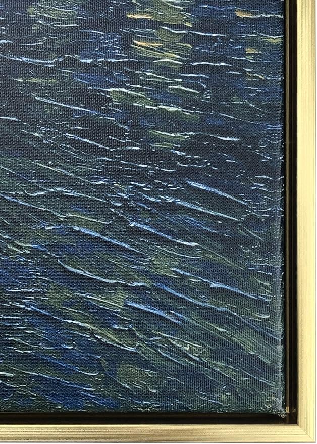 Wieco Art Framed Art Giclee Canvas Prints of Starry Night Over The Rhone Canvas Prints Wall Art by Van Gogh Paintings Reproduction Abstract Framed Artwork for Wall Decor