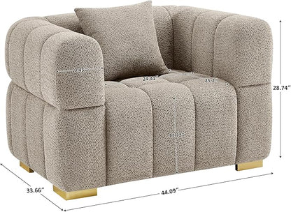 VANOMi 44.09”Oversized Accent Chair, Boucle Arm Chair with Deep Seat, Comfy Reading Chair for Living Room, Bedroom, Office, Apartment, Camel (1 Piece)