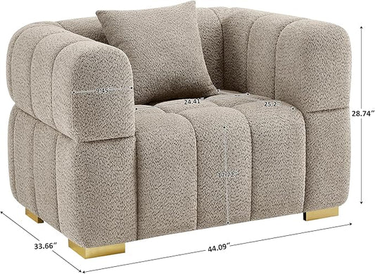 VANOMi Oversized Accent Chairs Set of 2, Boucle Arm Chair with Deep Seat, Oversized Comfy Reading Chair for Living Room, Bedroom, Office, Apartment，Camel (2 Piece)