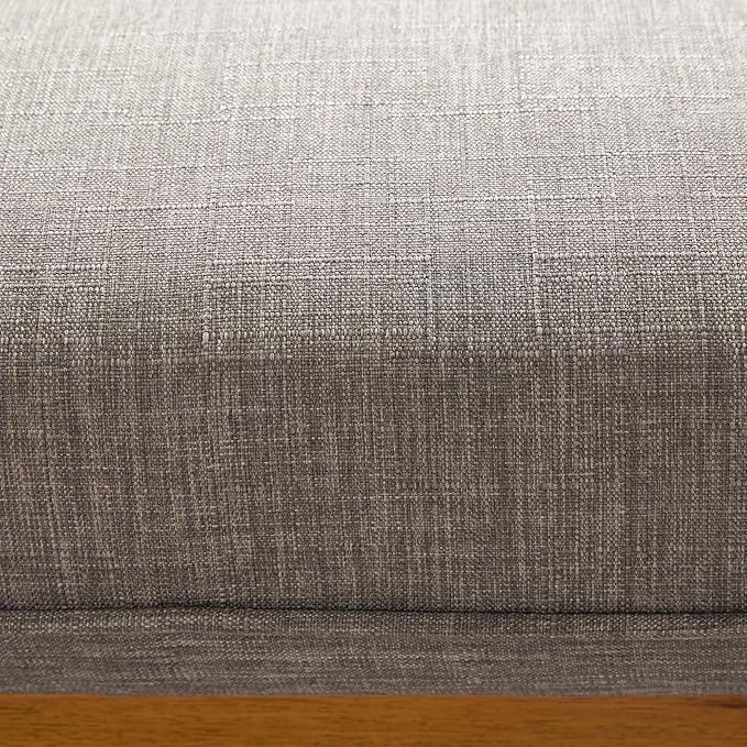 Walker Edison Nash Modern Farmhouse Large Oversized Linen Ottoman, Dark Grey