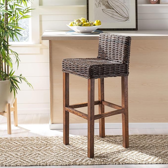 Safavieh Home Collection Cypress Cappuccino Wicker 30-inch Bar Stool