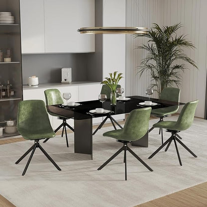 LeisureMod Markley Swivel Leather Dining Side Chair with Durable Iron Legs – Comfortable Accent Chair for Kitchen, Dining Room, or Office Set of 4