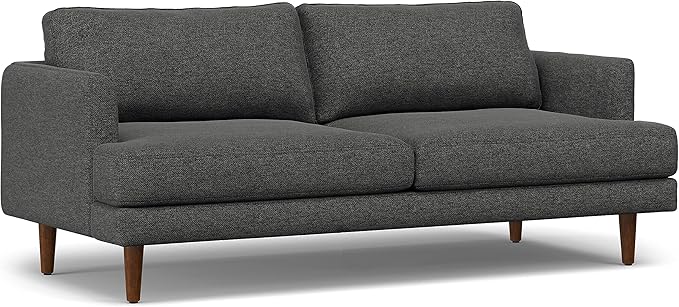 SIMPLIHOME Livingston 76-inch Wide Sofa in Charcoal Grey Woven-Blend Fabric, Handcrafted Loveseat Couch for Living Room or Family Room, Mid-Century Modern Style, Solid Wood Frame